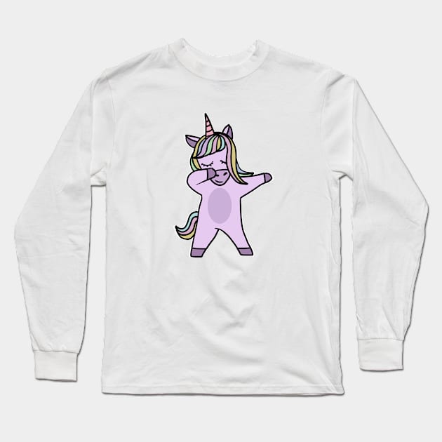 Cute Unicorn Dab Dance Dabbing Long Sleeve T-Shirt by dukito